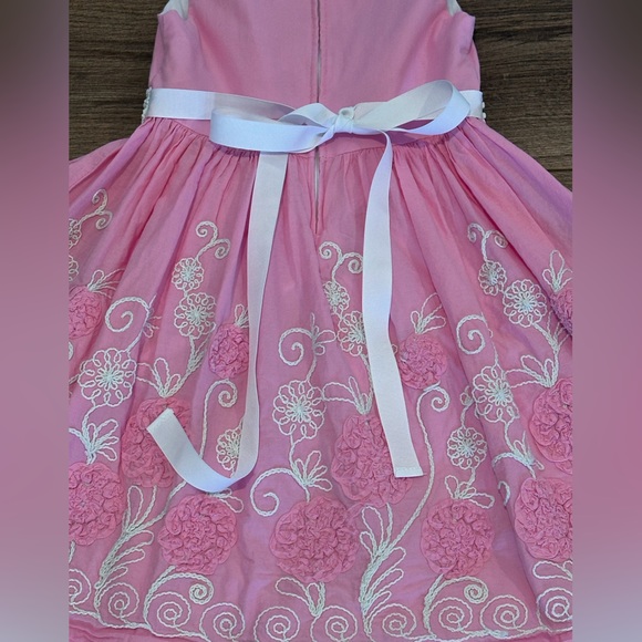Kid's Dream Girls 5-6 Pink and White Embroidered Dress - Picture 5 of 6
